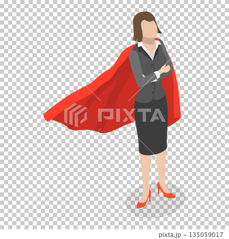 3D Isometric Flat  Set of Hero Persons. Item 5 135059017