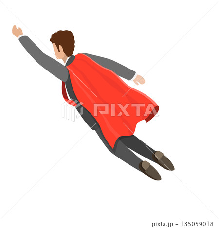 3D Isometric Flat  Set of Hero Persons. Item 4 135059018