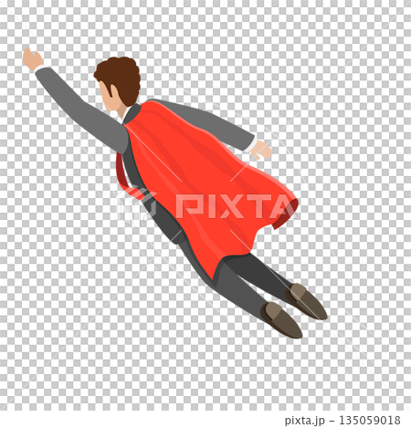 3D Isometric Flat  Set of Hero Persons. Item 4 135059018