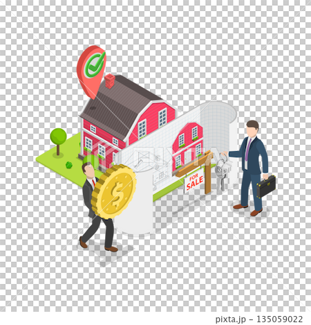 3D Isometric Flat Illustration of Qualified Real Estate Agents. Item 3 3D Isometric Flat Illustration of Qualified Real Estate Agents. Item 3 135059022