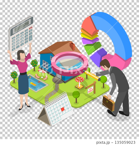 3D Isometric Flat Illustration of Qualified Real Estate Agents. Item 2 3D Isometric Flat Illustration of Qualified Real Estate Agents. Item 2 135059023