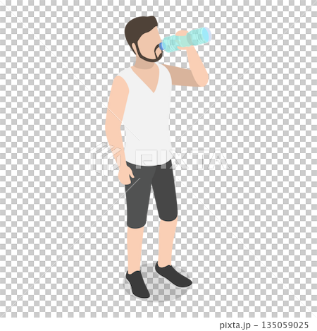 3D Isometric Flat  Illustration of Extreme Hot Weather. Item 5 135059025