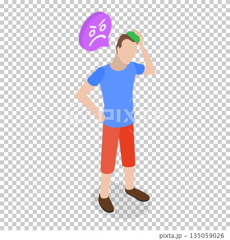 3D Isometric Flat  Illustration of Extreme Hot Weather. Item 4 135059026