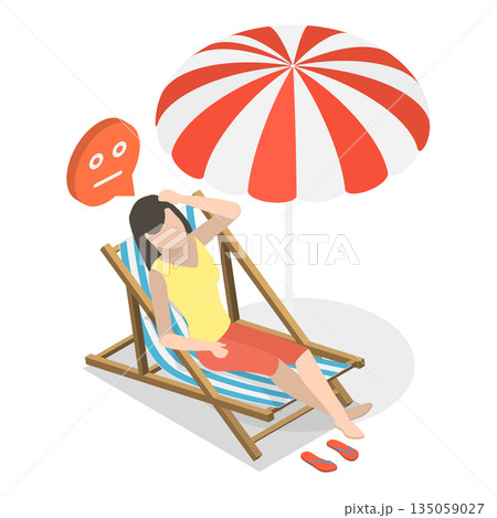 3D Isometric Flat  Illustration of Extreme Hot Weather. Item 3 135059027