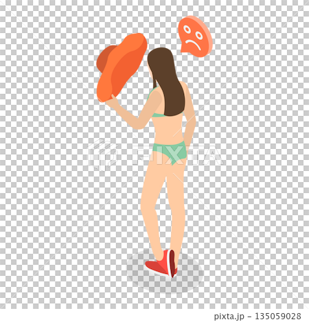 3D Isometric Flat  Illustration of Extreme Hot Weather. Item 2 135059028