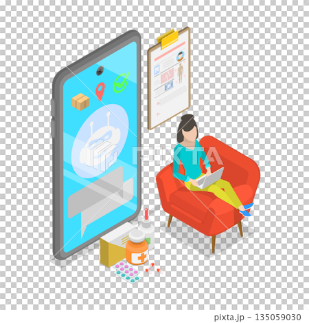 3D Isometric Flat  Illustration of Medical Services. Item 3 135059030