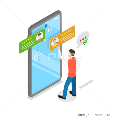 3D Isometric Flat  Illustration of Online Survey. Item 3 135059038