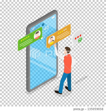 3D Isometric Flat  Illustration of Online Survey. Item 3 135059038