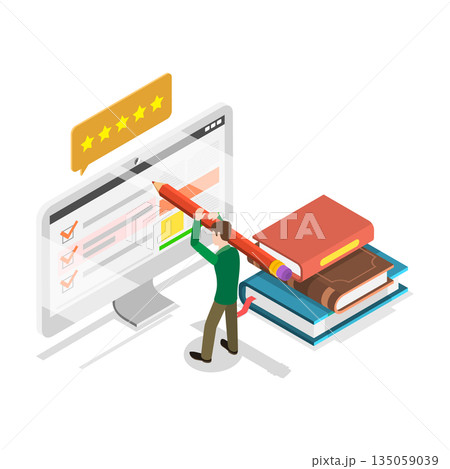 3D Isometric Flat Illustration of Online Survey. Item 2 3D Isometric Flat Illustration of Online Survey. Item 2 135059039