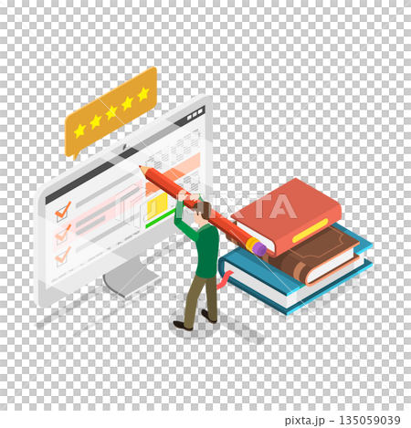 3D Isometric Flat  Illustration of Online Survey. Item 2 135059039