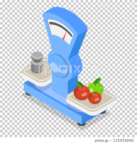 3D Isometric Flat  Illustration of Retail Scales. Item 3 135059040