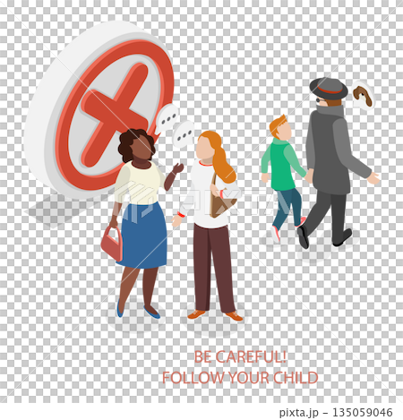 3D Isometric Flat  Illustration of Kidnapping Awareness For Children. Item 5 135059046