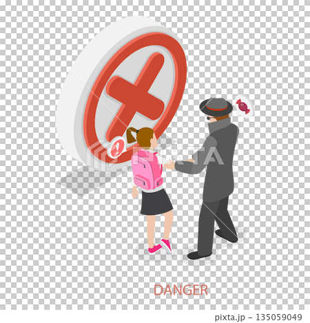 3D Isometric Flat Illustration of Kidnapping Awareness For Children. Item 2 3D Isometric Flat Illustration of Kidnapping Awareness For Children. Item 2 135059049