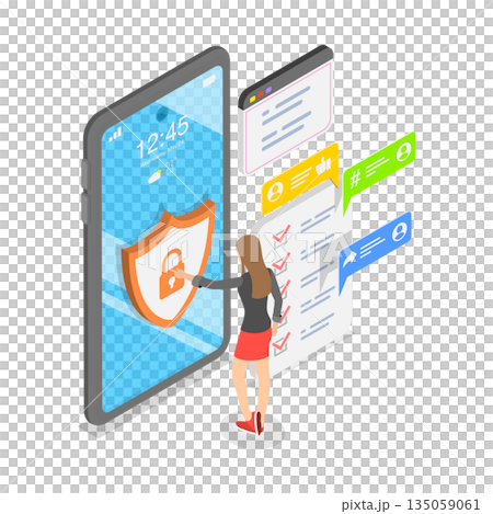 3D Isometric Flat  Illustration of Web Security. Item 3 135059061