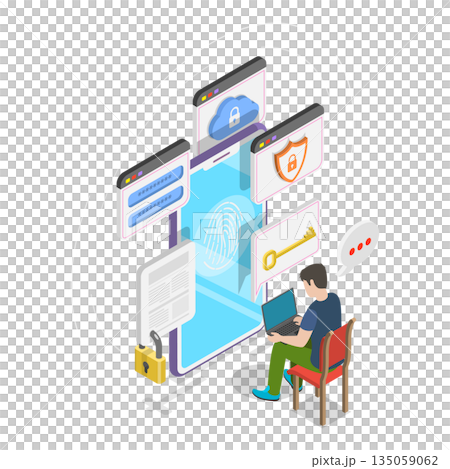 3D Isometric Flat  Illustration of Web Security. Item 2 135059062