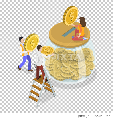 3D Isometric Flat  Illustration of Charity Services. Item 2 135059067