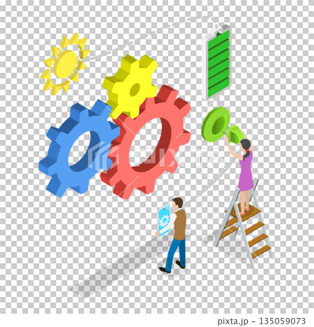 3D Isometric Flat  Illustration of Green Energy. Item 2 135059073