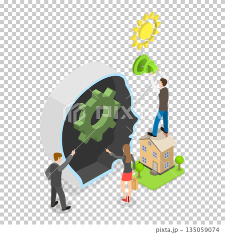 3D Isometric Flat  Illustration of Green Energy. Item 1 135059074
