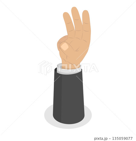 3D Isometric Flat Set of Human Hands Gestures. Item 2 3D Isometric Flat Set of Human Hands Gestures. Item 2 135059077