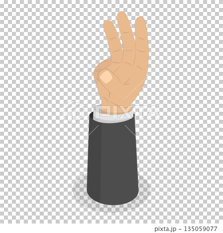 3D Isometric Flat Set of Human Hands Gestures. Item 2 3D Isometric Flat Set of Human Hands Gestures. Item 2 135059077