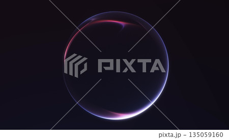 Minimal abstract liquid orb with smooth blue and red gradient flow. Modern digital sphere with soft glow and clean composition. 135059160