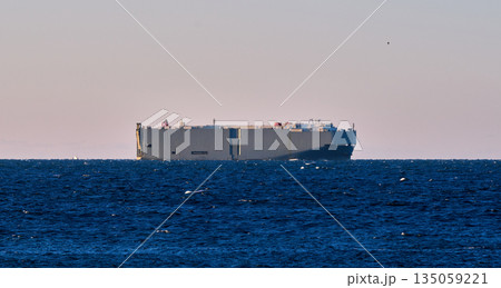 伊勢湾を航行する大型自動車運搬船 135059221