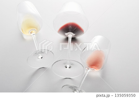 Evaluation of different types of wine pink, white, red. 135059350