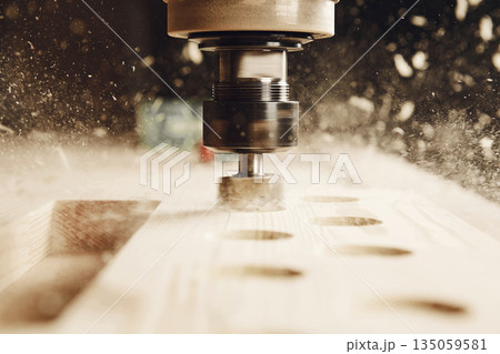 Cnc wood cutting cutter, machine with numerical control. Cnc wood cutting cutter, machine with numerical control. 135059581