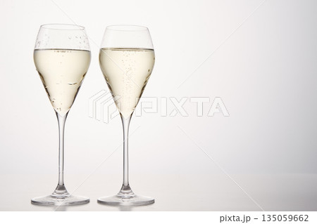Festive composition with pair of champagne flutes. 135059662