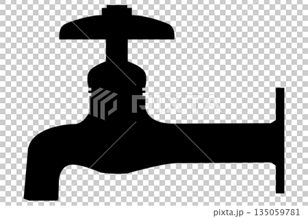 Faucet silhouette illustration | Simple graphic material showing water facilities 135059781