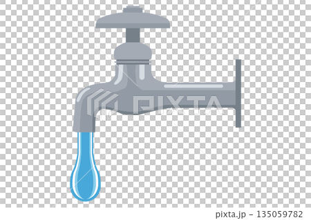 凍結した蛇口と氷のしずくのイラスト|冬の寒さと水道トラブルのイメージ 凍結した蛇口と氷のしずくのイラスト|冬の寒さと水道トラブルのイメージ 135059782