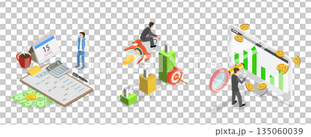 3D Isometric Flat Illustration of Data Analisis and Statistics, Corporate Profit 3D Isometric Flat Illustration of Data Analisis and Statistics, Corporate Profit 135060039