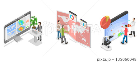 3D Isometric Flat Illustration of Studying Data for Weather Forecasting, Meteorology Scenes 3D Isometric Flat Illustration of Studying Data for Weather Forecasting, Meteorology Scenes 135060049