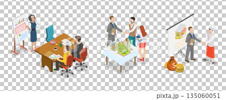 3D Isometric Flat Illustration of Real Estate Brokerage Firm, Leasing Services 3D Isometric Flat Illustration of Real Estate Brokerage Firm, Leasing Services 135060051