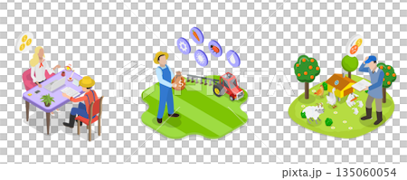 3D Isometric Flat Illustration of Agricultural Loan, Business Financing Program 3D Isometric Flat Illustration of Agricultural Loan, Business Financing Program 135060054
