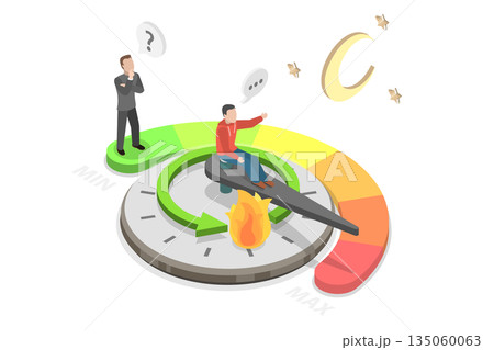 3D Isometric Flat  Illustration of Measuring of Metabolism Level, Body Calories Consumption 135060063