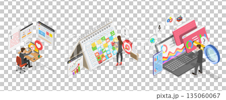 3D Isometric Flat Illustration of Social Media Marketing, Communication, Promotion Strategy 3D Isometric Flat Illustration of Social Media Marketing, Communication, Promotion Strategy 135060067