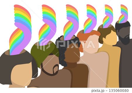 3D Isometric Flat  Illustration of Psychotherapy and Mental Health, Positive Thinking 135060080