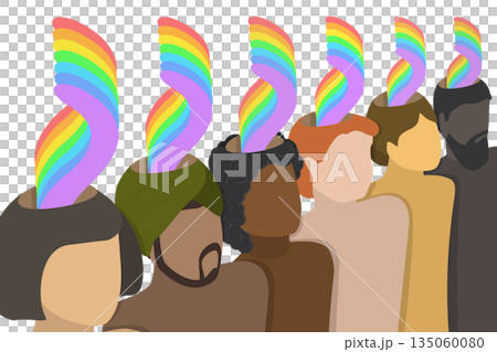 3D Isometric Flat  Illustration of Psychotherapy and Mental Health, Positive Thinking 135060080