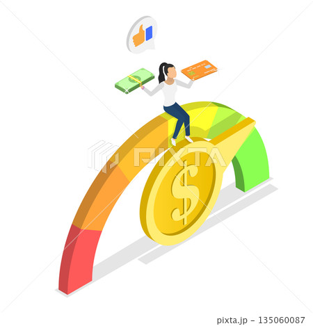 3D Isometric Flat Illustration of Great Credit Score, Personal Finance 3D Isometric Flat Illustration of Great Credit Score, Personal Finance 135060087