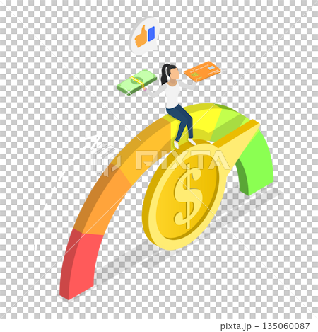 3D Isometric Flat Illustration of Great Credit Score, Personal Finance 3D Isometric Flat Illustration of Great Credit Score, Personal Finance 135060087