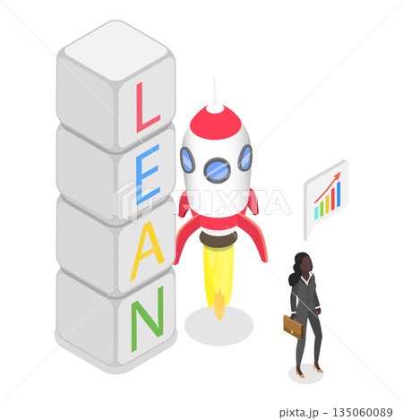 3D Isometric Flat Illustration of LEAN Concept , Successful Startup Methodology 3D Isometric Flat Illustration of LEAN Concept , Successful Startup Methodology 135060089