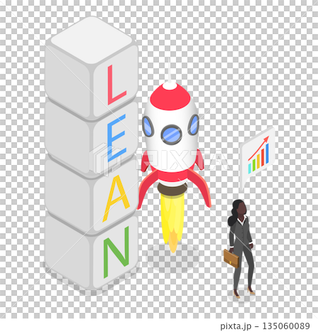 3D Isometric Flat Illustration of LEAN Concept , Successful Startup Methodology 3D Isometric Flat Illustration of LEAN Concept , Successful Startup Methodology 135060089