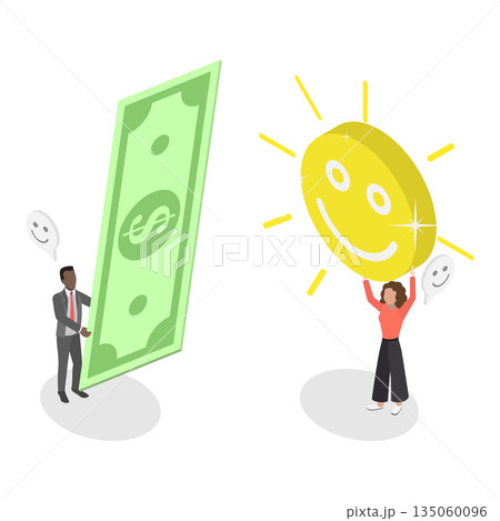 3D Isometric Flat Illustration of Philosophy Or Life Success, Work-Life Balance Concept 3D Isometric Flat Illustration of Philosophy Or Life Success, Work-Life Balance Concept 135060096