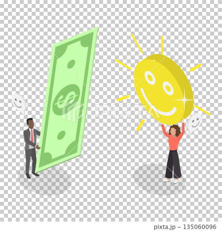 3D Isometric Flat Illustration of Philosophy Or Life Success, Work-Life Balance Concept 3D Isometric Flat Illustration of Philosophy Or Life Success, Work-Life Balance Concept 135060096