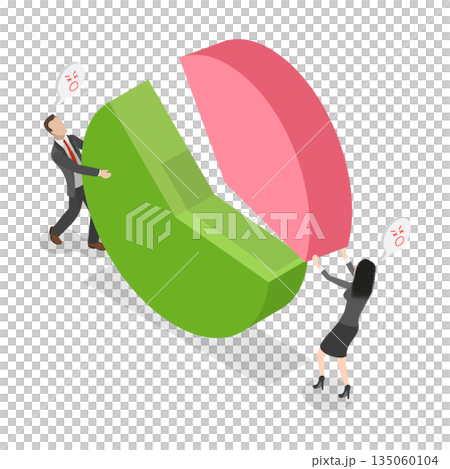 3D Isometric Flat Illustration of Market Share, Investment Asset Allocation 3D Isometric Flat Illustration of Market Share, Investment Asset Allocation 135060104