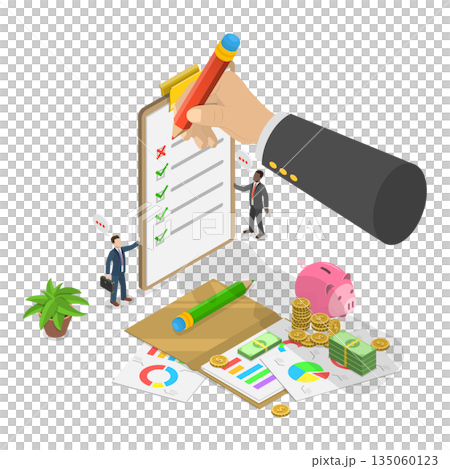 3D Isometric Flat  Illustration of Company Audit, Quality Assurance Concept 135060123