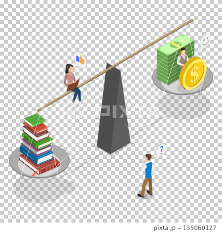 3D Isometric Flat  Illustration of Paid Education, Importance Of Education In Society 135060127