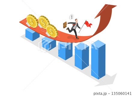 3D Isometric Flat  Illustration of Income Growth, Wealth and Financial Management 135060141
