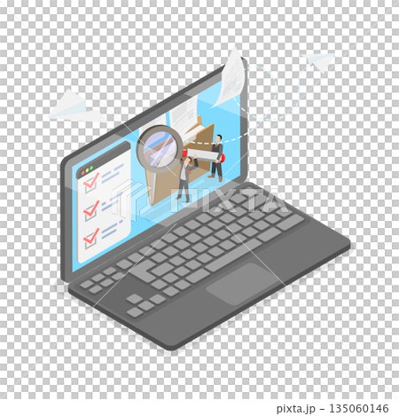 3D Isometric Flat Illustration of File Management, Data Managing System 3D Isometric Flat Illustration of File Management, Data Managing System 135060146